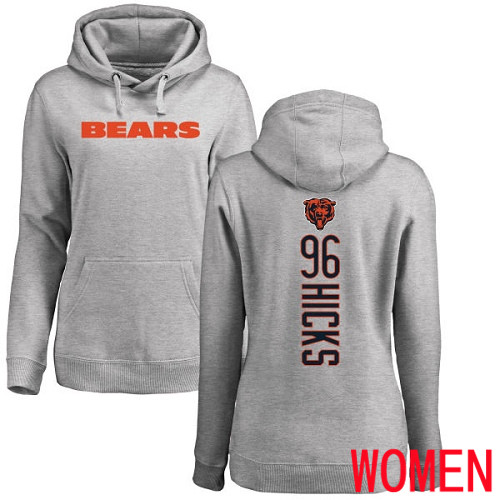 Chicago Bears Ash Women Akiem Hicks Backer NFL Football #96 Pullover Hoodie Sweatshirts